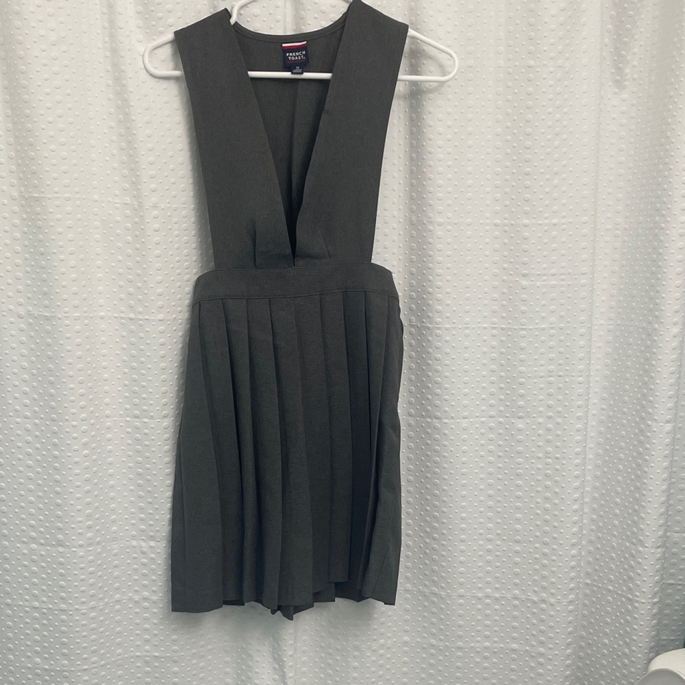 French Toast Gray Pleated Mini Dress